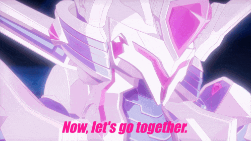 a robot with the words now let 's go together on the bottom