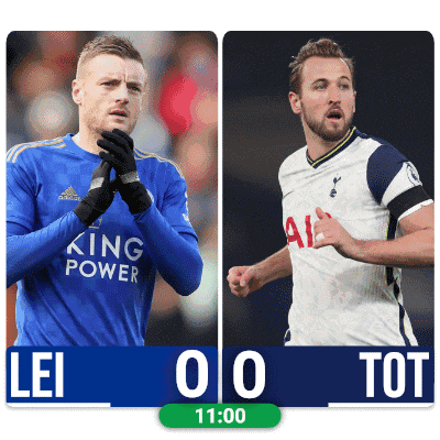 two soccer players one from lei and one from tot are shown on a scoreboard
