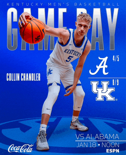 a poster for kentucky men 's basketball gameday against alabama