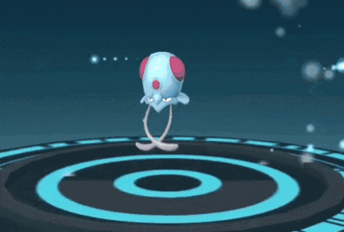 a cartoon character with red eyes is surrounded by a blue circle