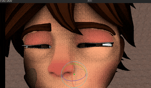 a close up of a cartoon character 's face with the shot1 displayed