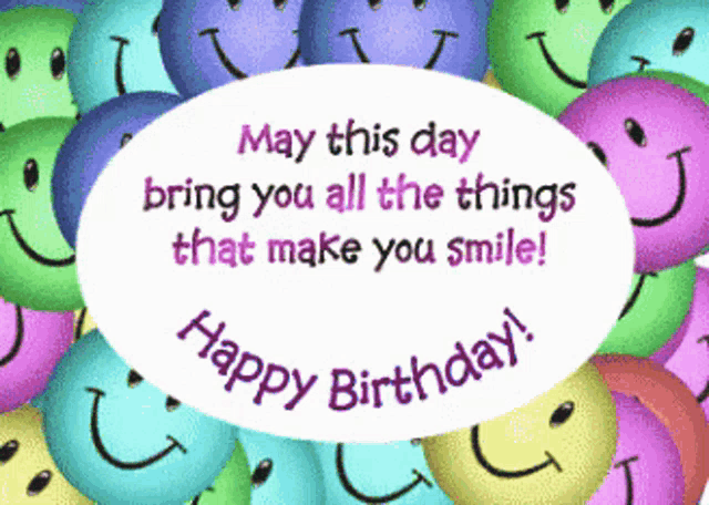 a birthday card with smiley faces and the words happy birthday
