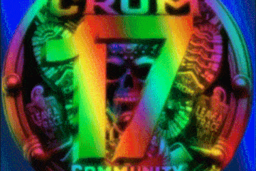 a rainbow colored circle with the number seven on it