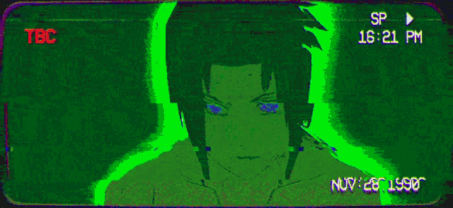 a green screen with the words tbc 16:21 pm on it
