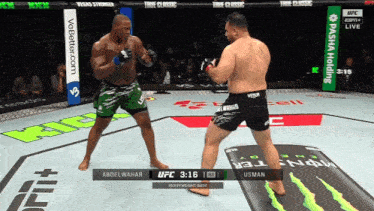 ufc heavyweight bout between abdelwahab and usman is shown on the screen
