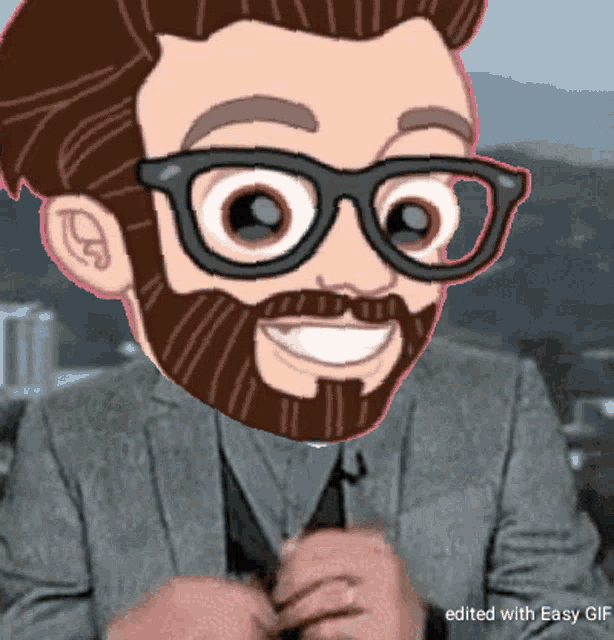 a cartoon of a man with a beard and glasses