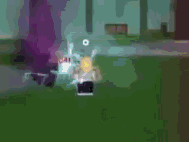 a pixelated image of a person standing in a field