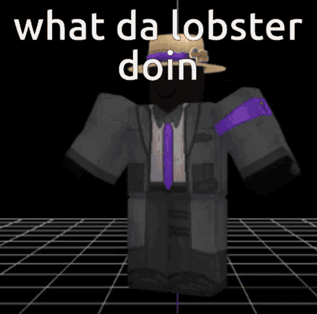 a robot wearing a straw hat with the words what da lobster doin
