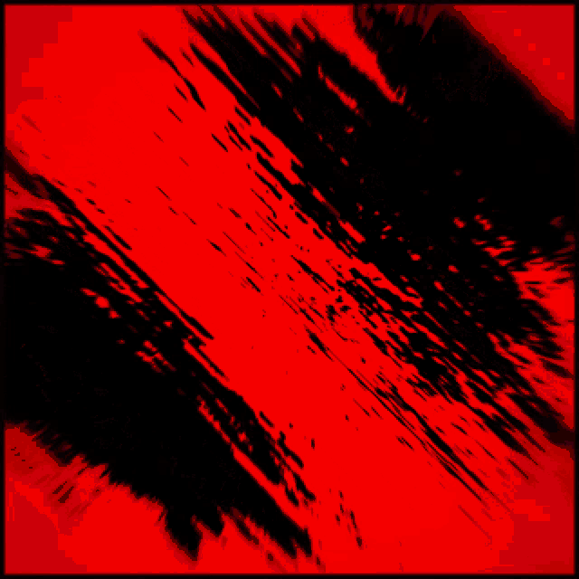 a red and black background with a black spot in the middle