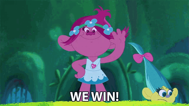 a troll says we win in front of a green background