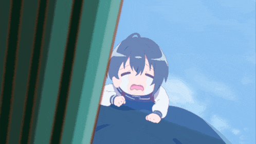 a cartoon of a girl with her eyes closed crying