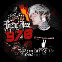 a man with a tattoo on his neck is wearing a shirt that says 376 on it