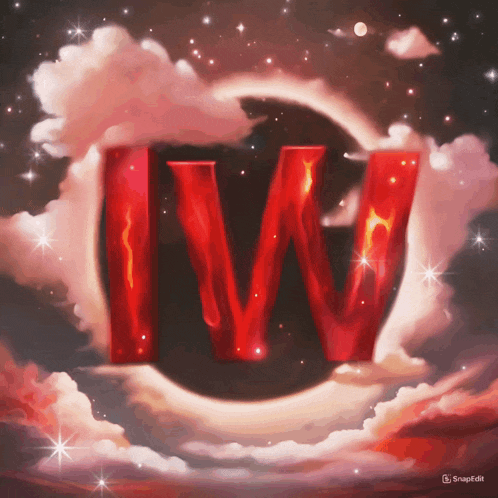 a red letter w is surrounded by clouds