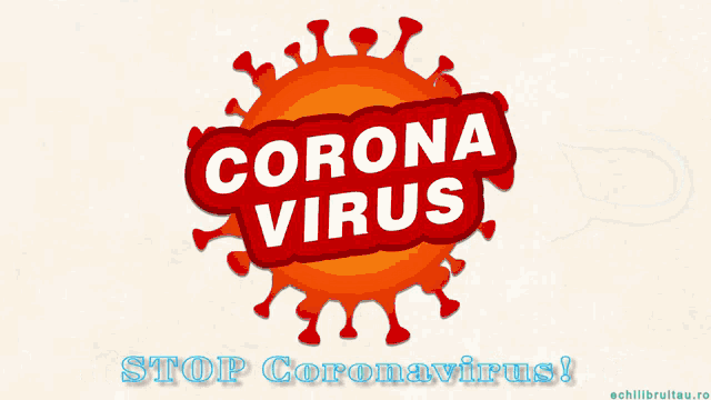 a sign that says corona virus with a face mask in front of it