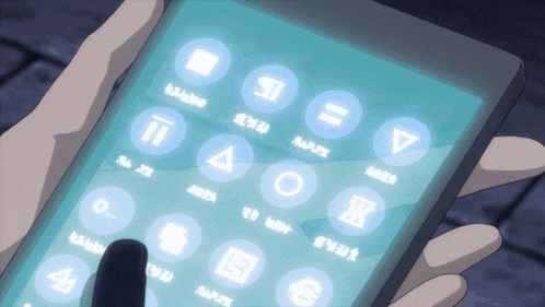 a person is holding a cell phone with icons on the screen including one that says ' a ' on it