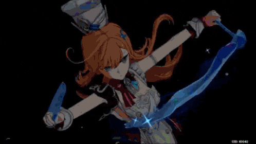 a pixel art drawing of a girl with a sword