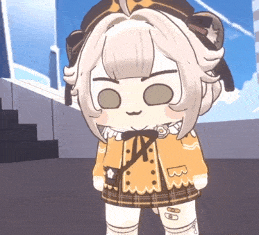 a cartoon character wearing a yellow jacket with the letter b on the front