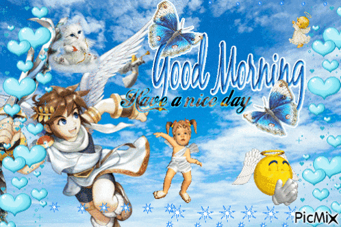 a picture of a boy and a girl with the words good morning have a nice day on it