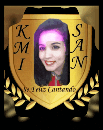 a gold shield with a picture of a woman and the words " se feliz cantando "