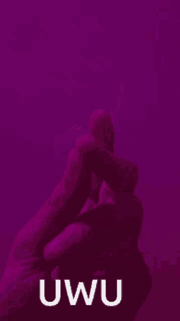 a purple background with a hand pointing at a heart and the word uwu