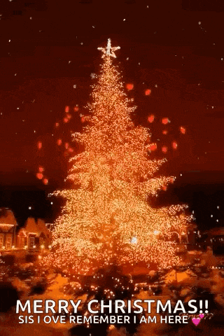 a merry christmas greeting card with a christmas tree with a star on top .