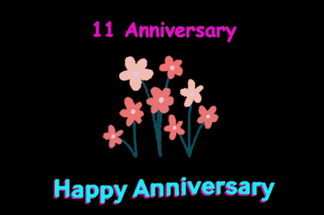 a black background with flowers and the words happy anniversary