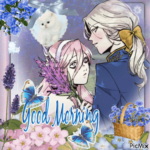a picture of a man and woman with the words good morning
