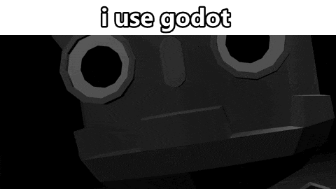 a drawing of a robot with the words i use godot above it