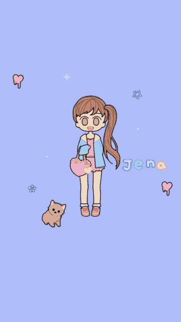 a drawing of a girl with the name jena written on it