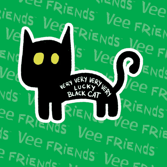 Very Very Very Very Lucky Black Cat Veefriends GIF - Very Very Very Very Lucky Black Cat Veefriends Nine Lives GIFs