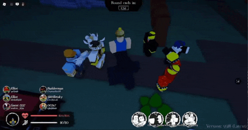 a screenshot of a video game that says round ends in