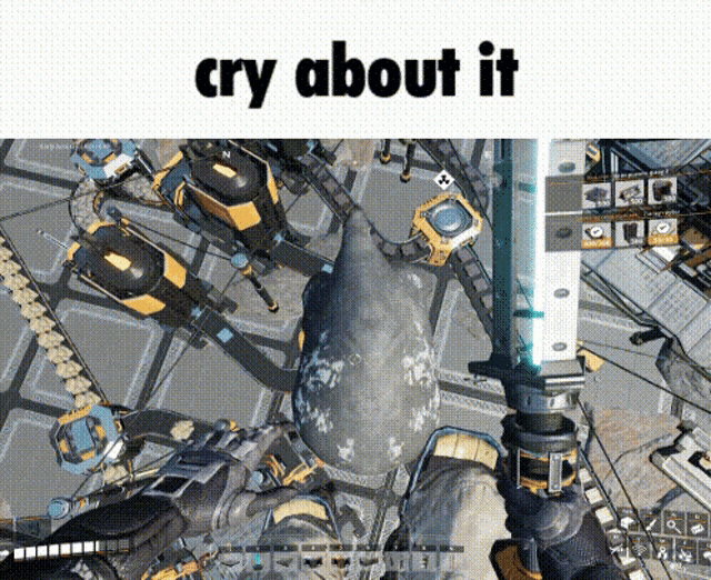 a screenshot of a video game with the words cry about it above it