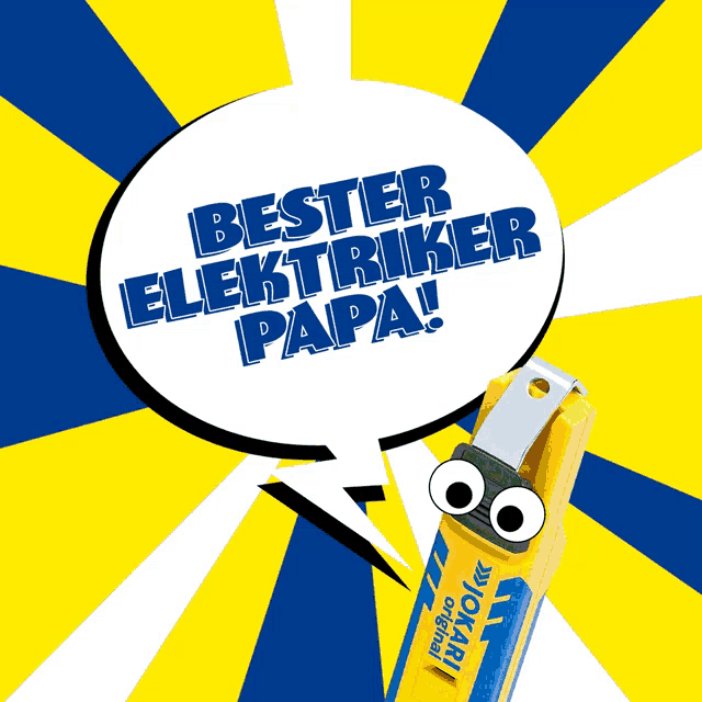 a speech bubble that says " bester elektriker papa "