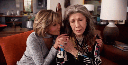 Grace And Frankie Kiss GIF - Grace And Frankie Kiss Hold Hands GIFs
