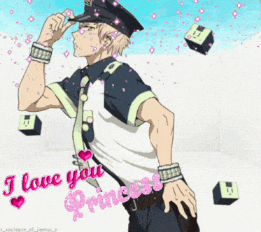 a picture of a man with the words " i love you princess " written on it