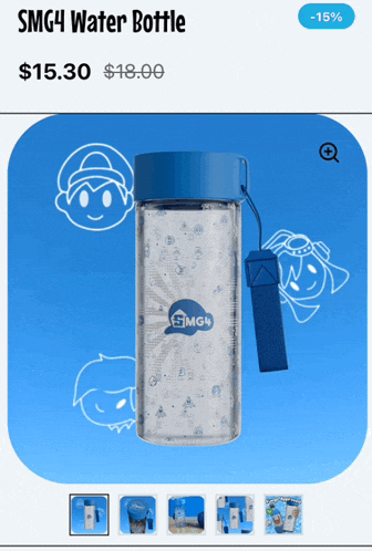 a smg4 water bottle is being sold for $ 15.30