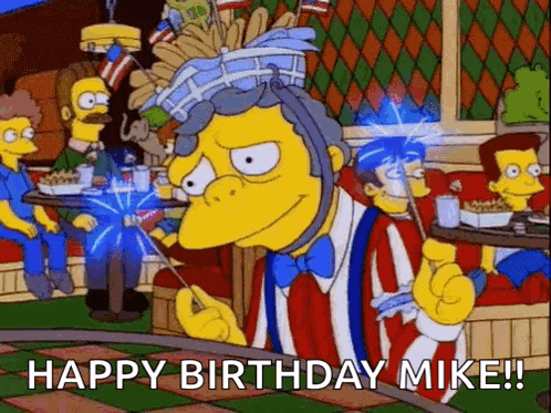 a cartoon character from the simpsons is holding a sparkler in a diner .