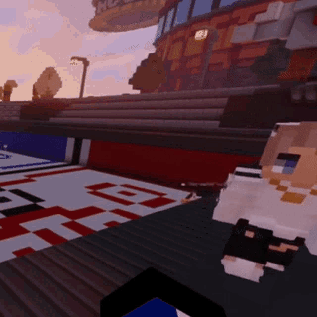 a minecraft character is standing in front of a sign that says mcdonalds