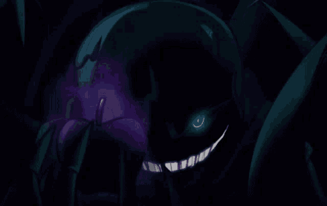a cartoon drawing of a monster with a purple background
