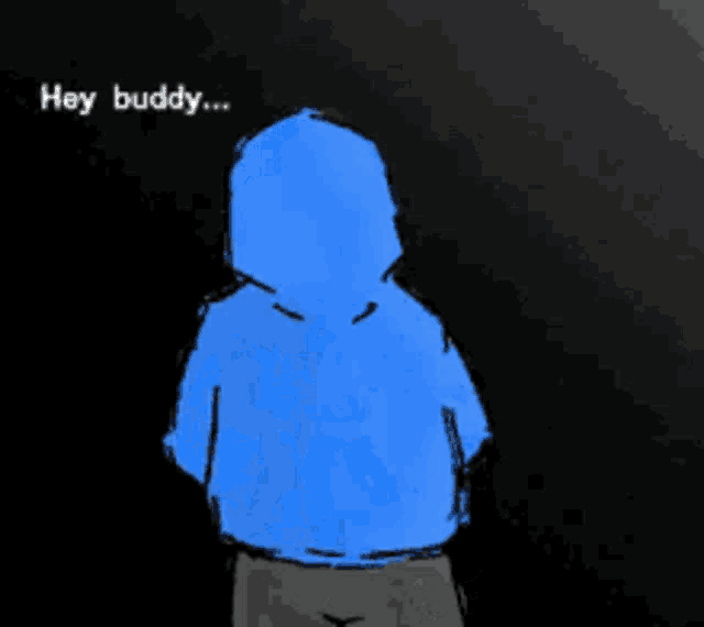 a drawing of a person wearing a blue hoodie that says " or be lenny " on it