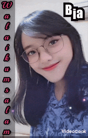 a picture of a girl with glasses and the name bia on the bottom