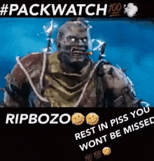 a picture of a zombie with a microphone in his mouth and a caption that says `` rip bozo '' .