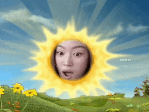 a cartoon of a sun with a woman 's face in it
