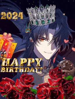 a happy birthday greeting card with a man wearing a tiara