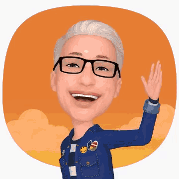 a cartoon of a man wearing glasses and a denim jacket