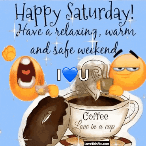 happy saturday have a relaxing , warm and safe weekend i love u