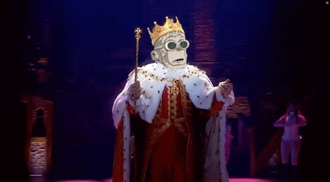 a monkey is dressed as a king on stage