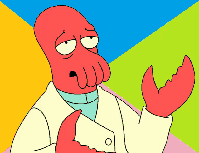 a cartoon of a man with a lobster claw