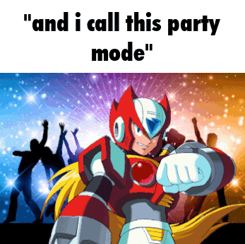 a picture of a video game character with the words " and i call this party mode "