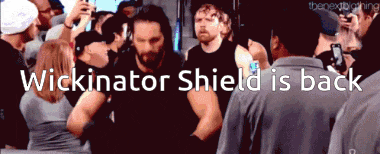 wickinator shield is back written on a graphic